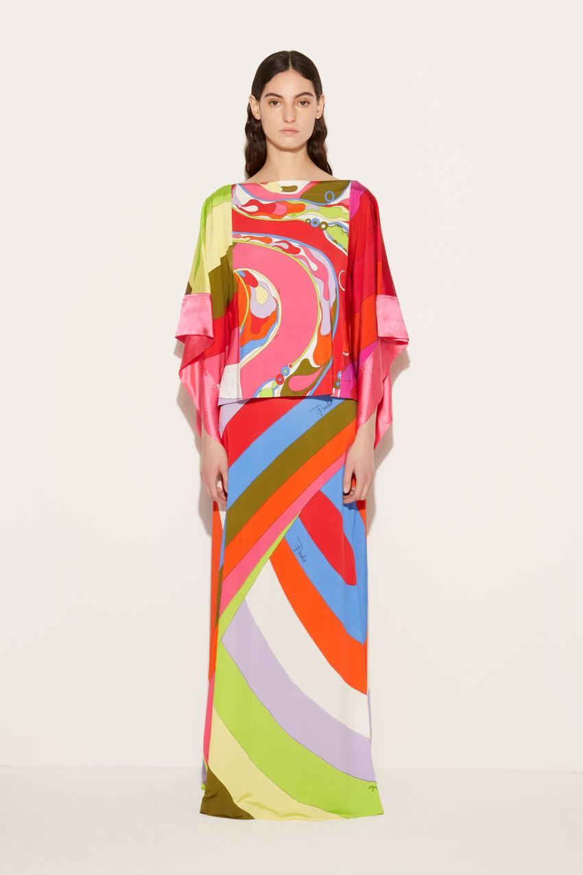 PUCCI Orchidee-Print Kaftan Top | Women Tops And Shirts