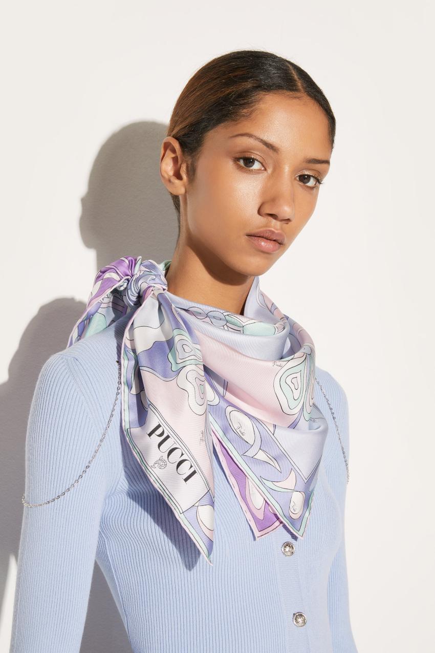 PUCCI Orchidee-Print Large Silk-Twill Carré | Women Silks
