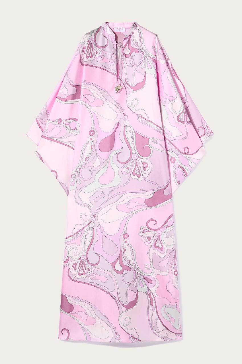 PUCCI Orchidee-Print Silk-Twill Kaftan | Women Kaftans