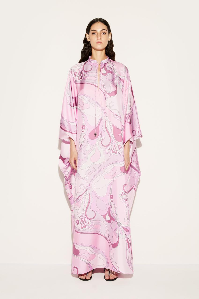 PUCCI Orchidee-Print Silk-Twill Kaftan | Women Kaftans