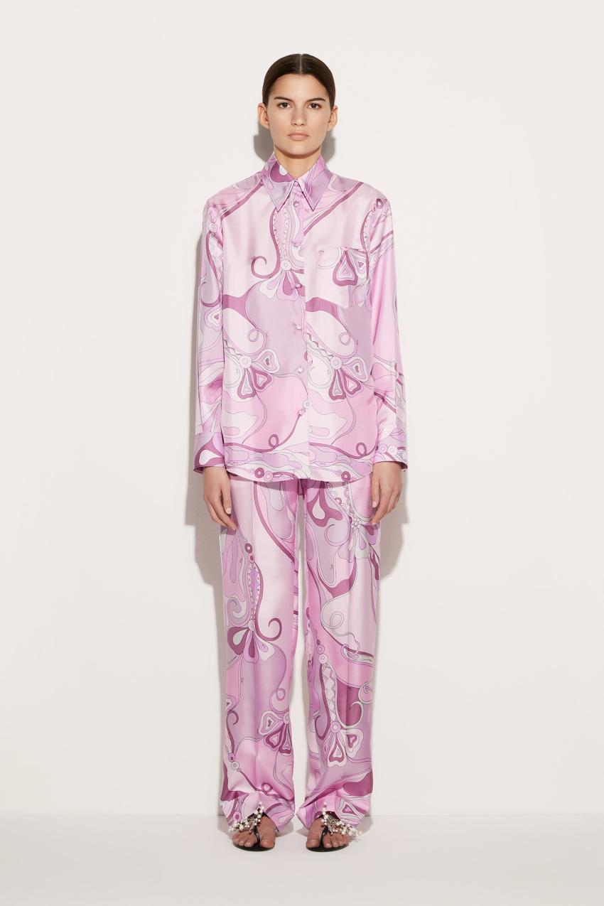 PUCCI Orchidee-Print Silk-Twill Shirt | Women Tops And Shirts