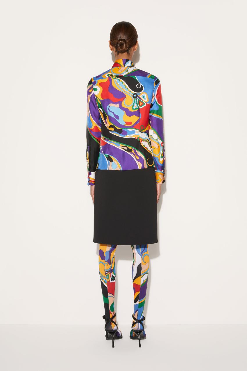 PUCCI Orchidee-Print Silk-Twill Shirt | Women Tops And Shirts