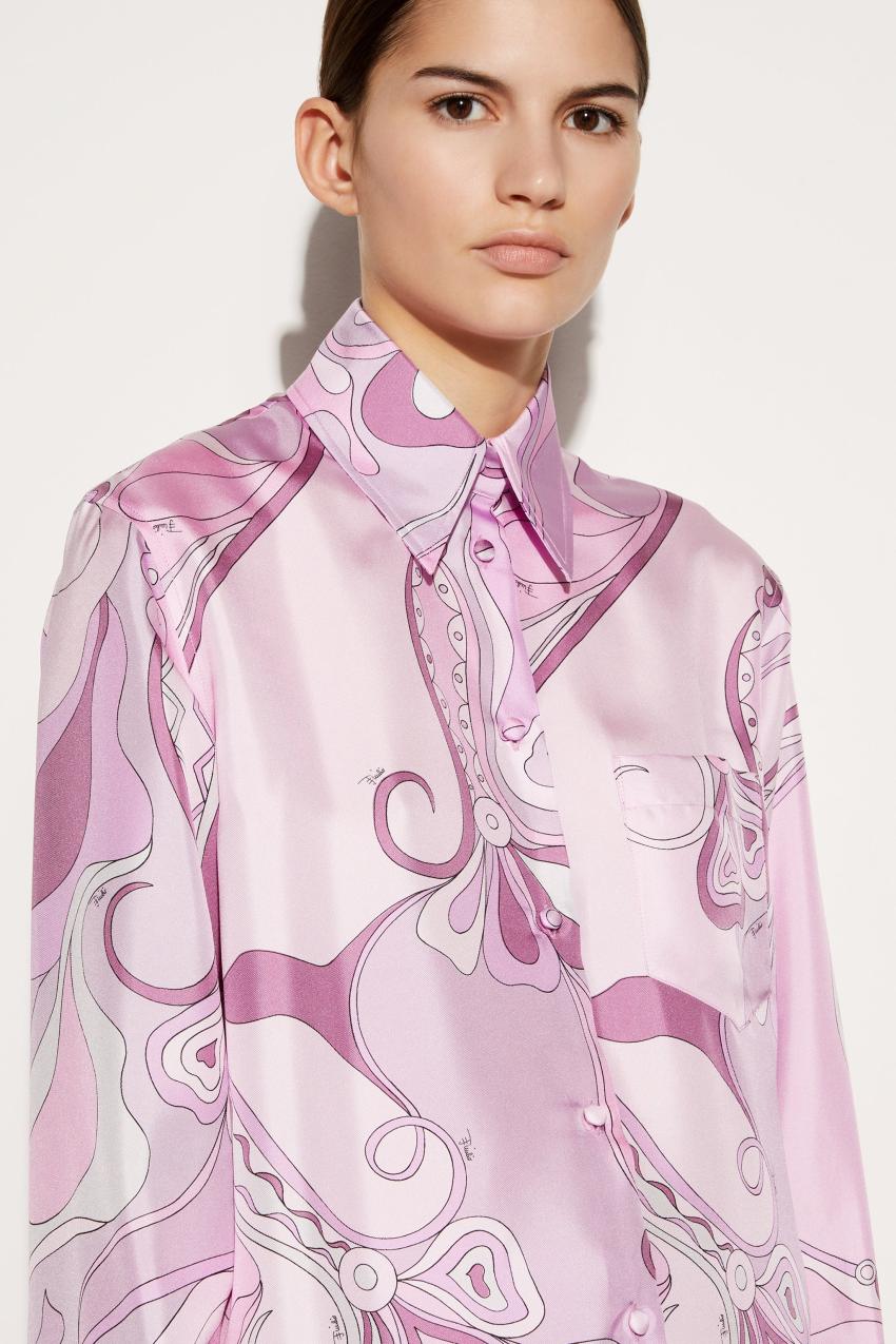 PUCCI Orchidee-Print Silk-Twill Shirt | Women Tops And Shirts