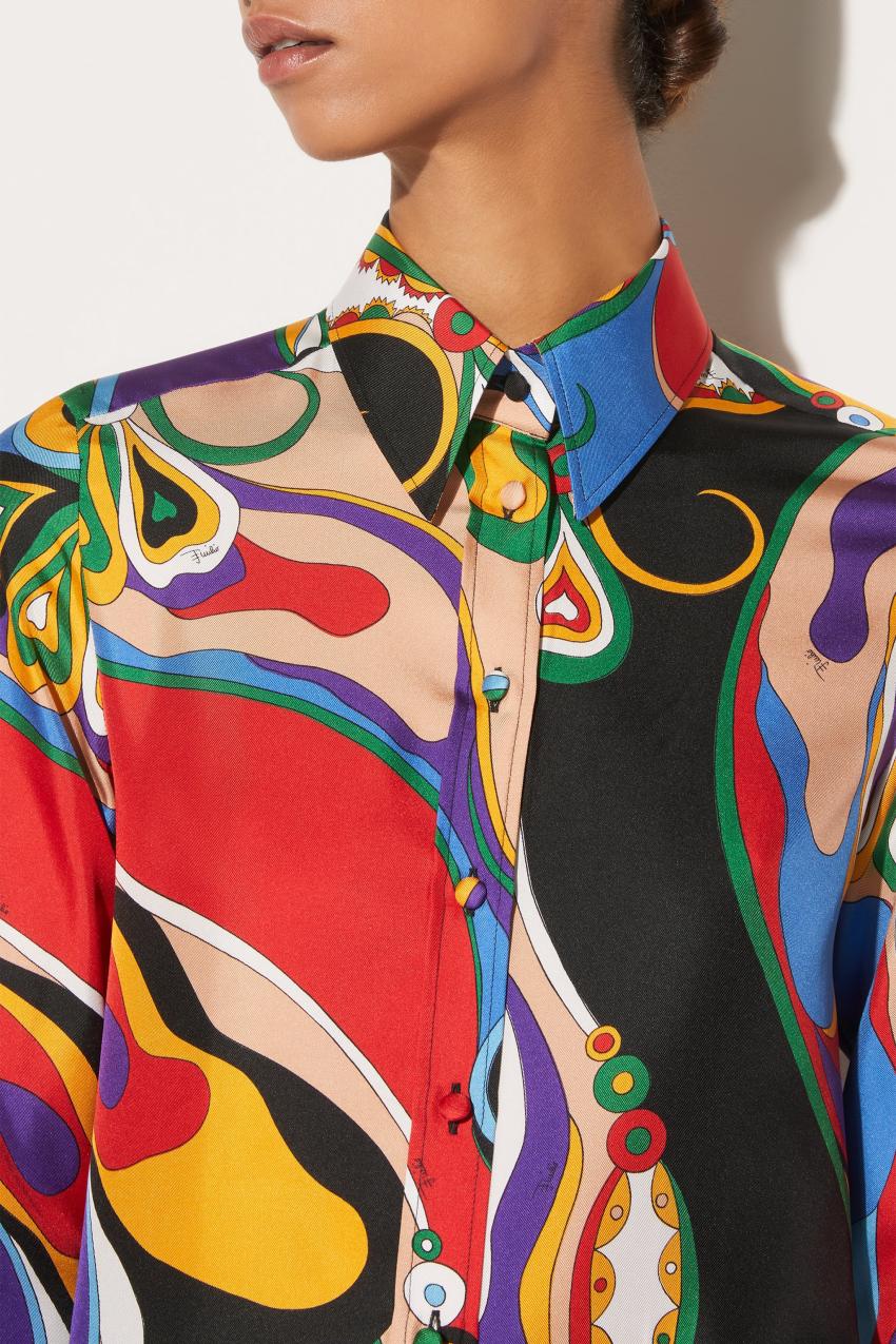 PUCCI Orchidee-Print Silk-Twill Shirt | Women Tops And Shirts