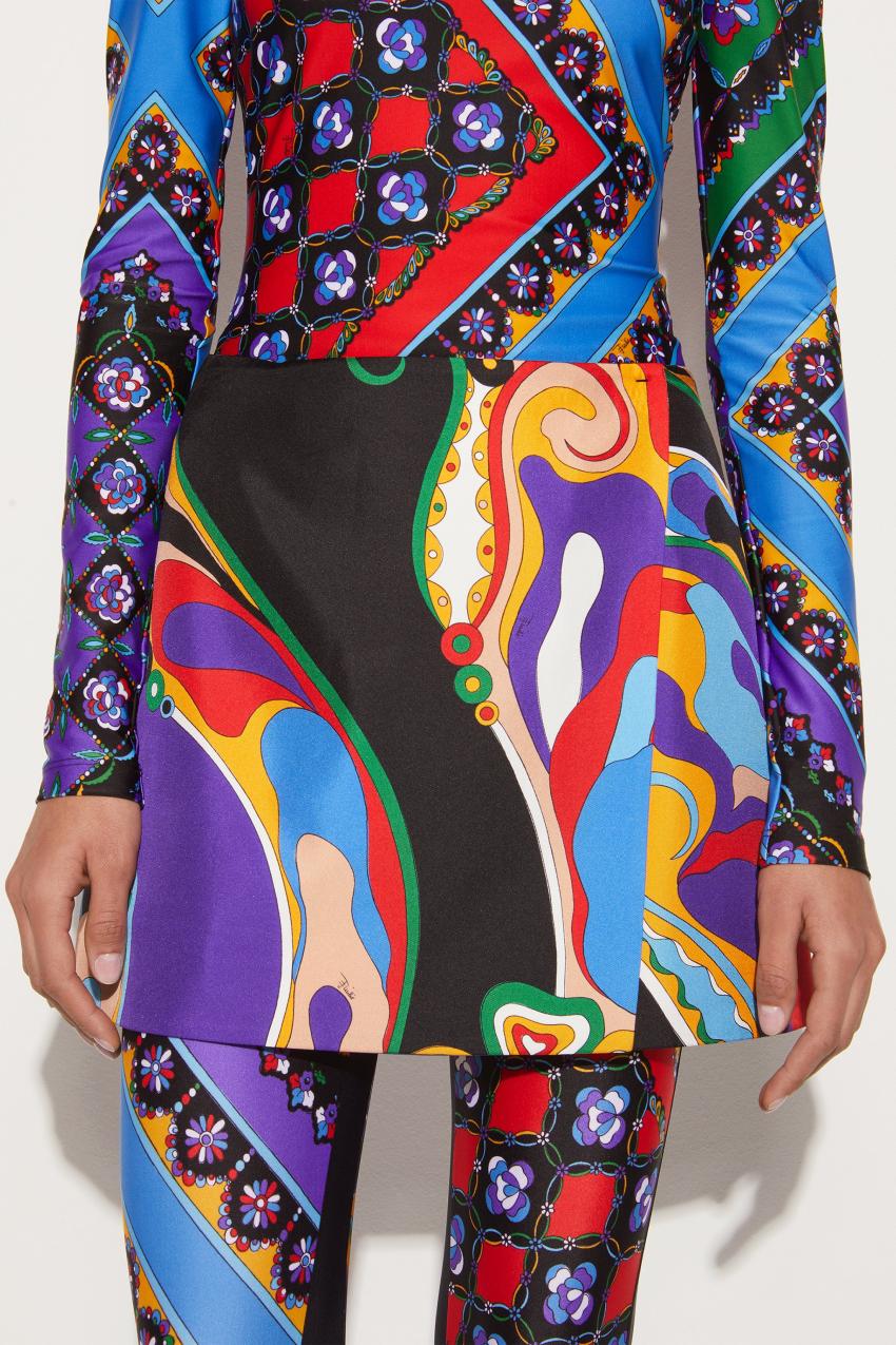 PUCCI Orchidee-Print Silk-Twill Skirt | Women Skirts