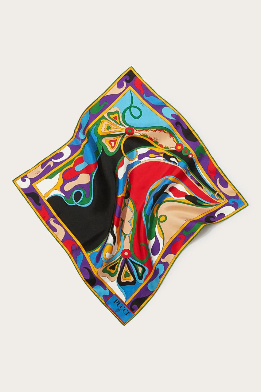 PUCCI Orchidee-Print Small Silk-Twill Carré | Women Silks