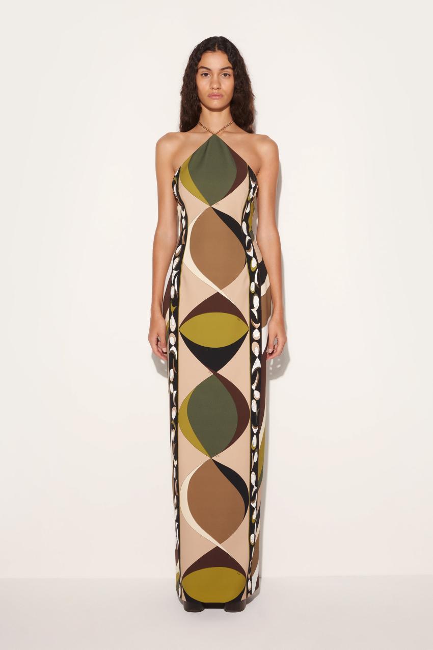 PUCCI Pesci-Print Halterneck Long Dress | Women Dresses