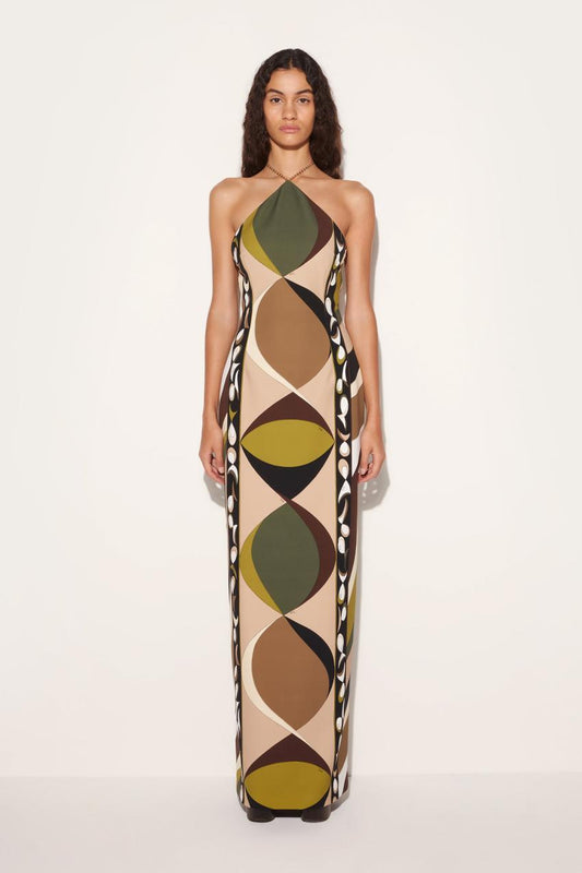 PUCCI Pesci-Print Halterneck Long Dress | Women Dresses