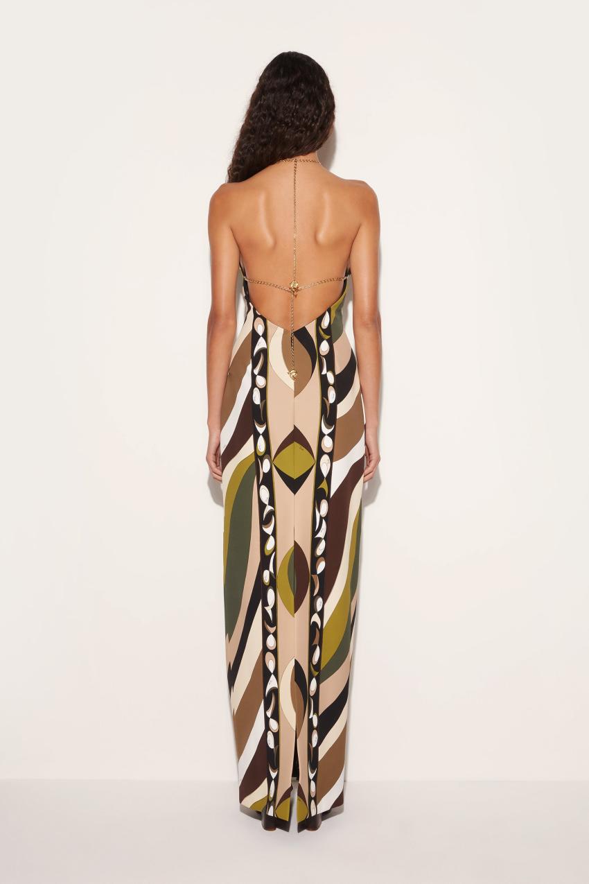 PUCCI Pesci-Print Halterneck Long Dress | Women Dresses