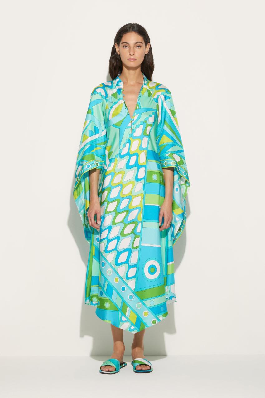 PUCCI Vivara-Print Silk-Twill Kaftan | Women Kaftans