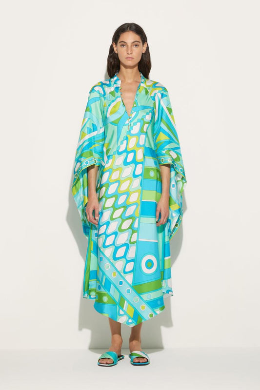 PUCCI Vivara-Print Silk-Twill Kaftan | Women Kaftans