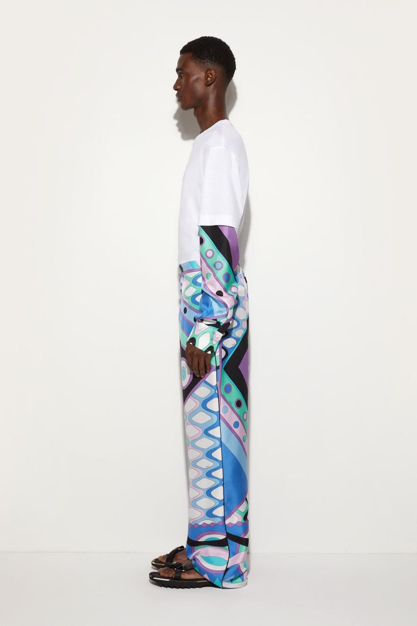 PUCCI Vivara-Print Silk-Twill Trousers | Men Ready To Wear