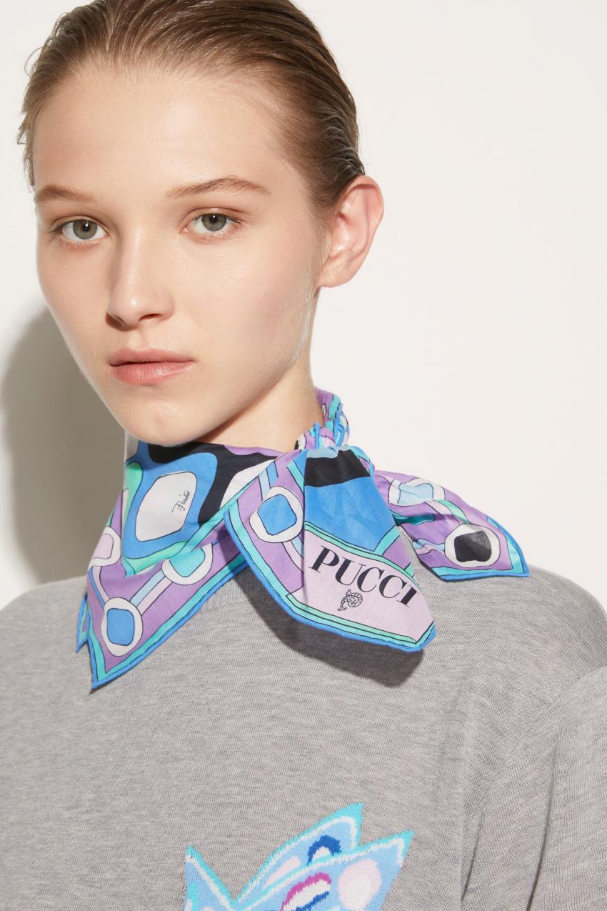 PUCCI Vivara-Print Small Cotton Scarf | Women Silks