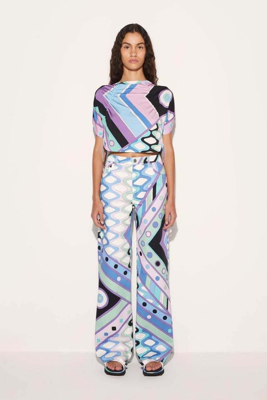 PUCCI Vivara-Print Wide-Leg Trousers | Women Pants And Shorts